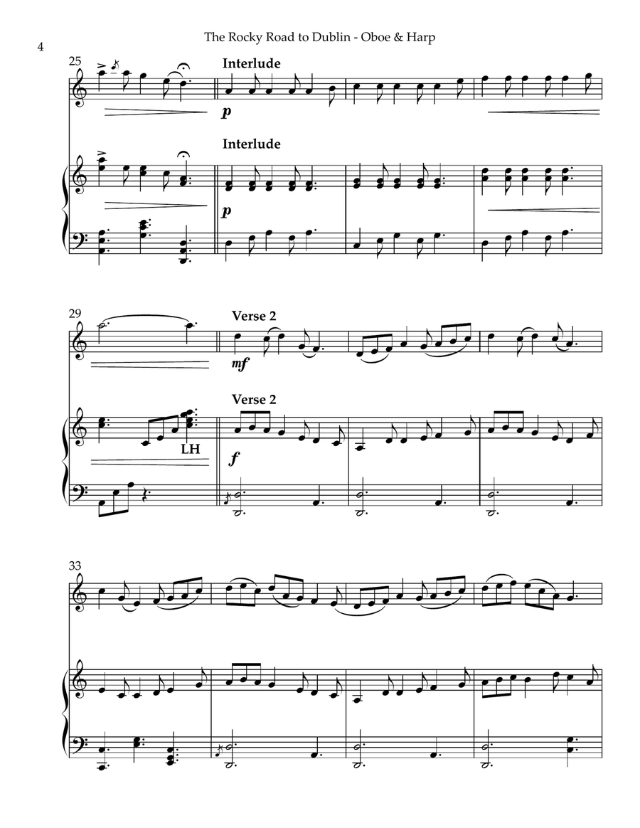 The Rocky Road to Dublin, Duet for Oboe & Harp Oboe scores gallery preview page 4