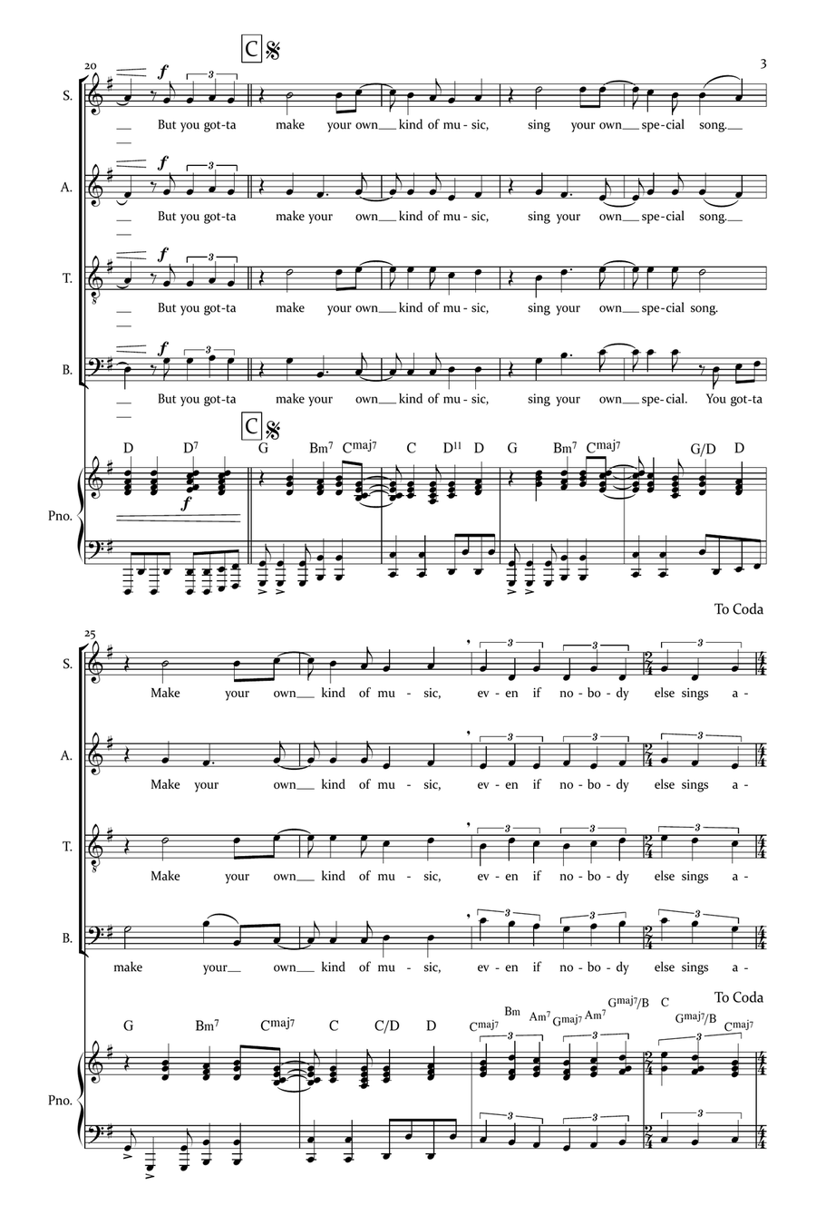 Make Your Own Kind Of Music 4-Part scores gallery preview page 3