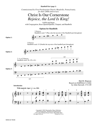Book cover for Christ Is Our Cornerstone Rejoice, the Lord Is King (Downloadable Instrumental Parts)