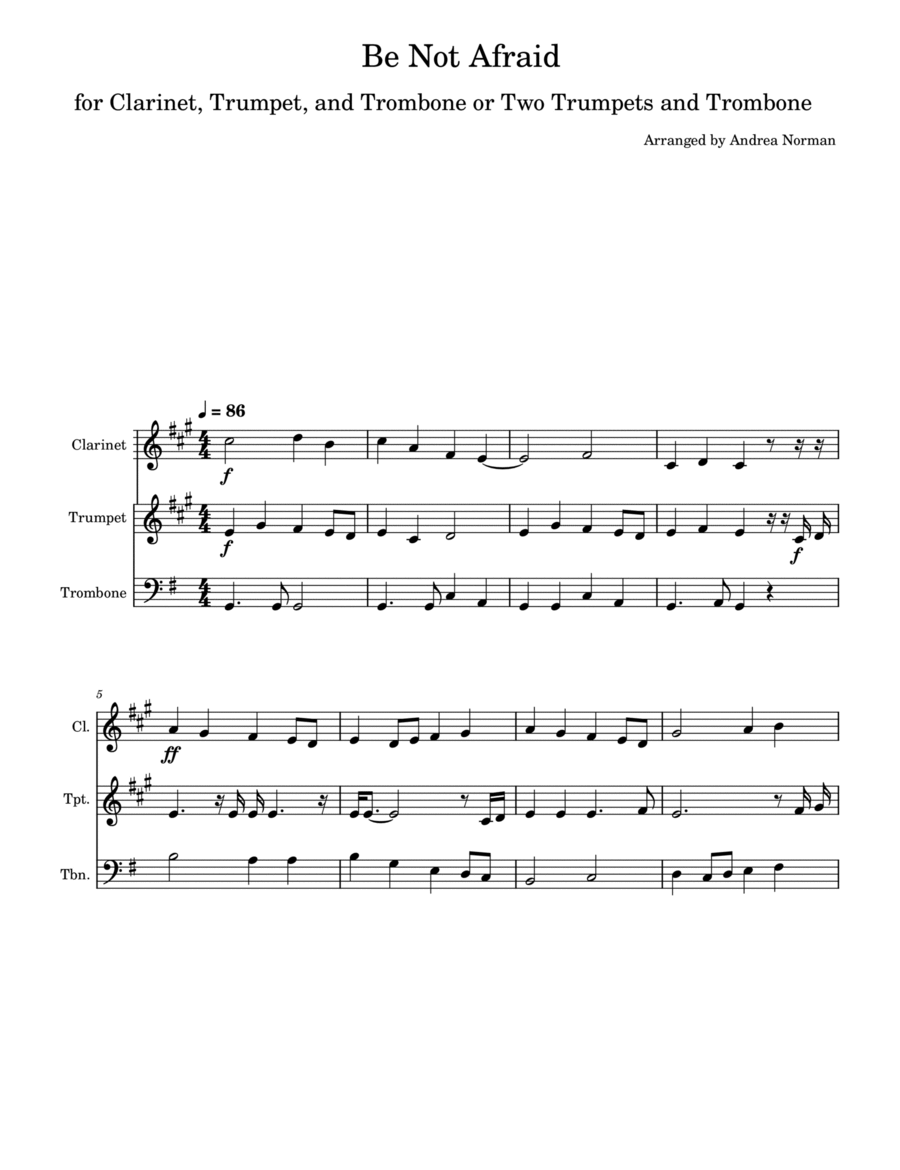 Be Not Afraid Clarinet scores gallery preview page 1