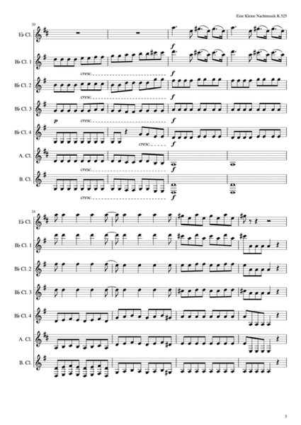 Eine kleine Nachtmusik , K525 for Clarinet Choir