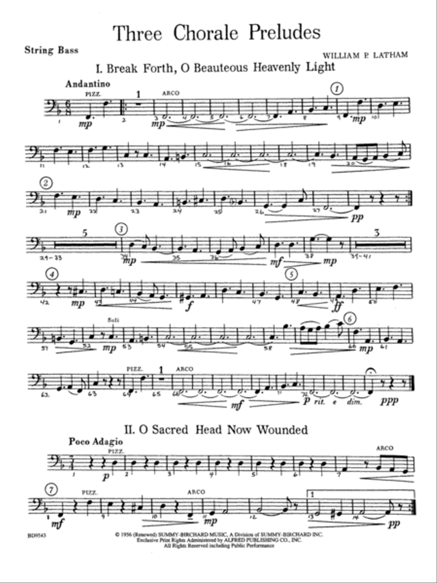 Three Chorale Preludes: String Bass Concert Band scores gallery preview page 1