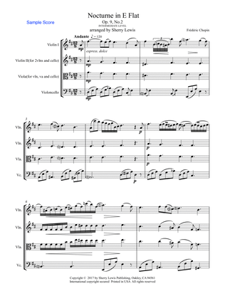 NOCTURNE Op.9 No.2 String Trio for two violins and cello or violin, viola and cello