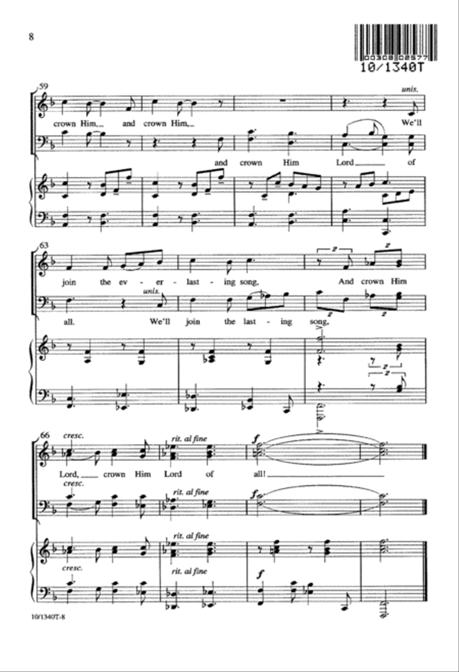 Crown Him Lord of All 4-Part scores gallery preview page 8