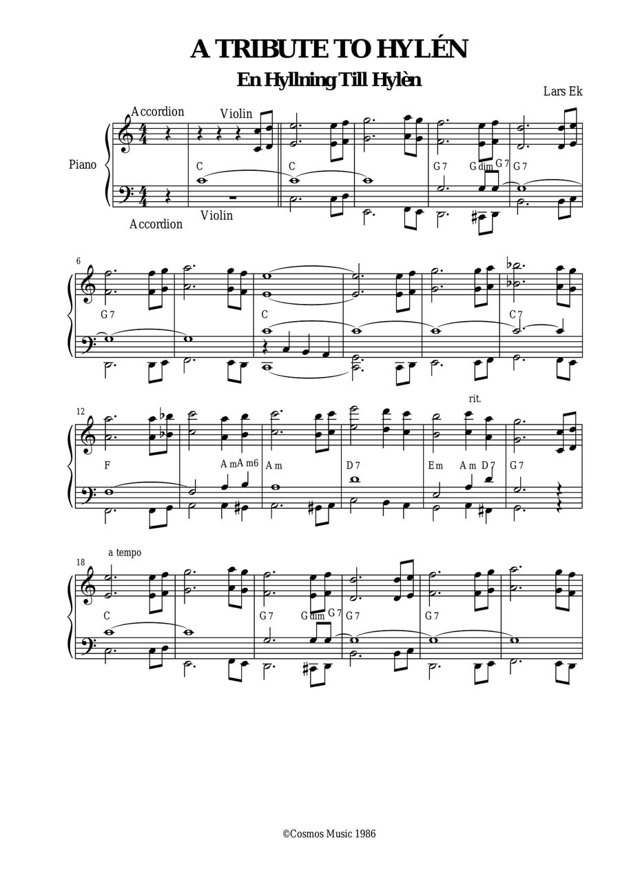 A Tribute To Hyle'n Accordion scores gallery preview page 1