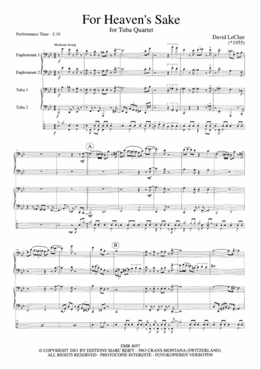 For Heaven's Sake For Heaven's Sake Tuba Quartet scores gallery preview page 4