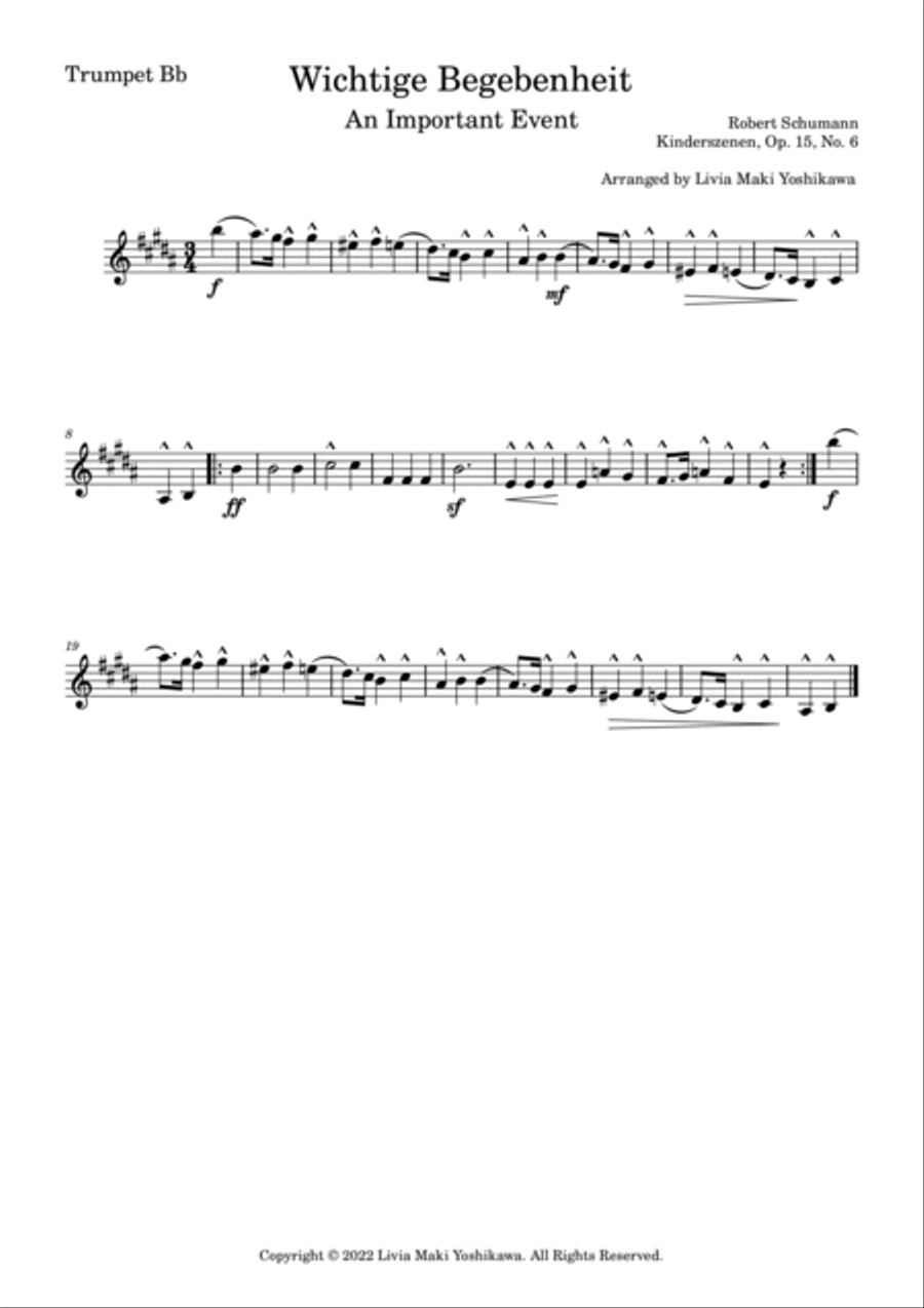 Wichtige Begebenheit (Kinderszenen, Op. 15, No. 6) - Brass Sextet Brass Ensemble scores gallery preview page 4