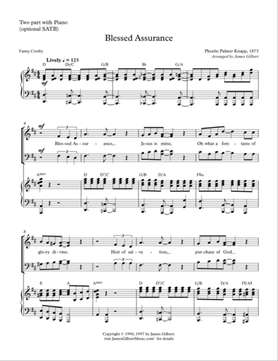 Blessed Assurance 2-Part scores gallery preview page 1