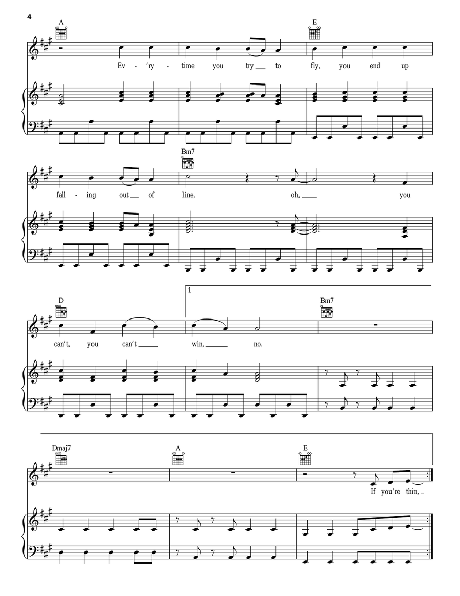 You Can't Win You Can't Win Piano, Vocal, Guitar scores gallery preview page 4