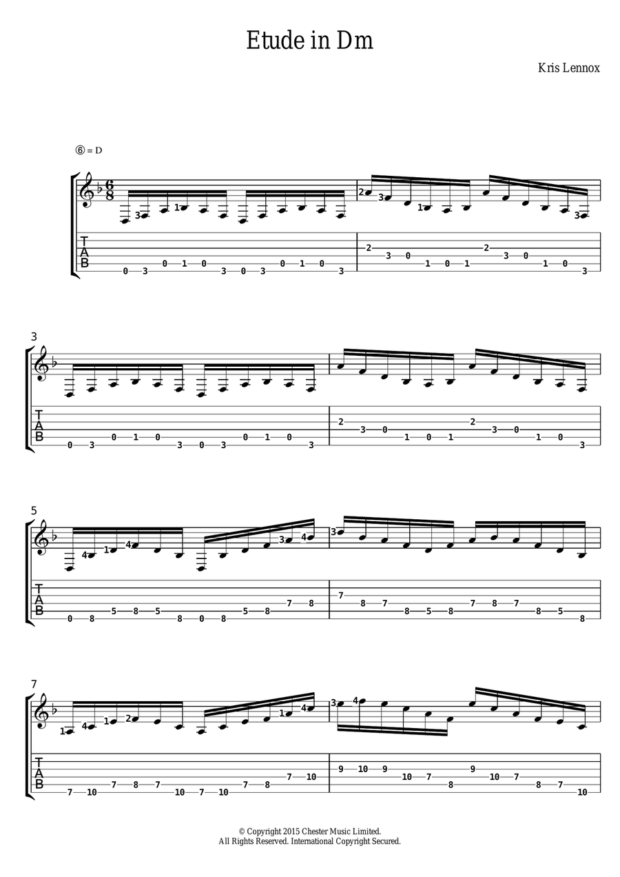 Etude In Dm Classical Guitar scores gallery preview page 1