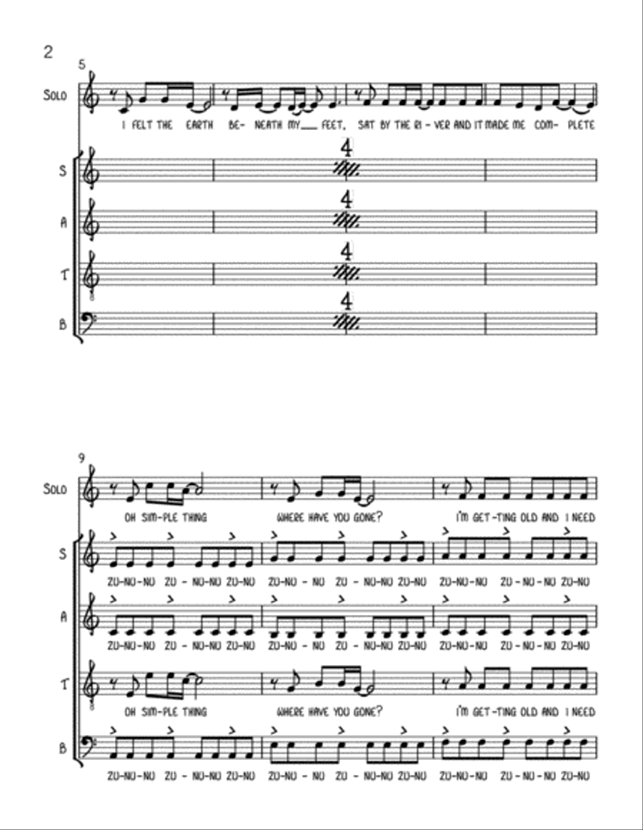 Somewhere Only We Know 4-Part scores gallery preview page 2