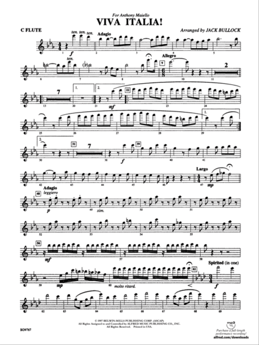 Viva Italia!: Flute Concert Band scores gallery preview page 1