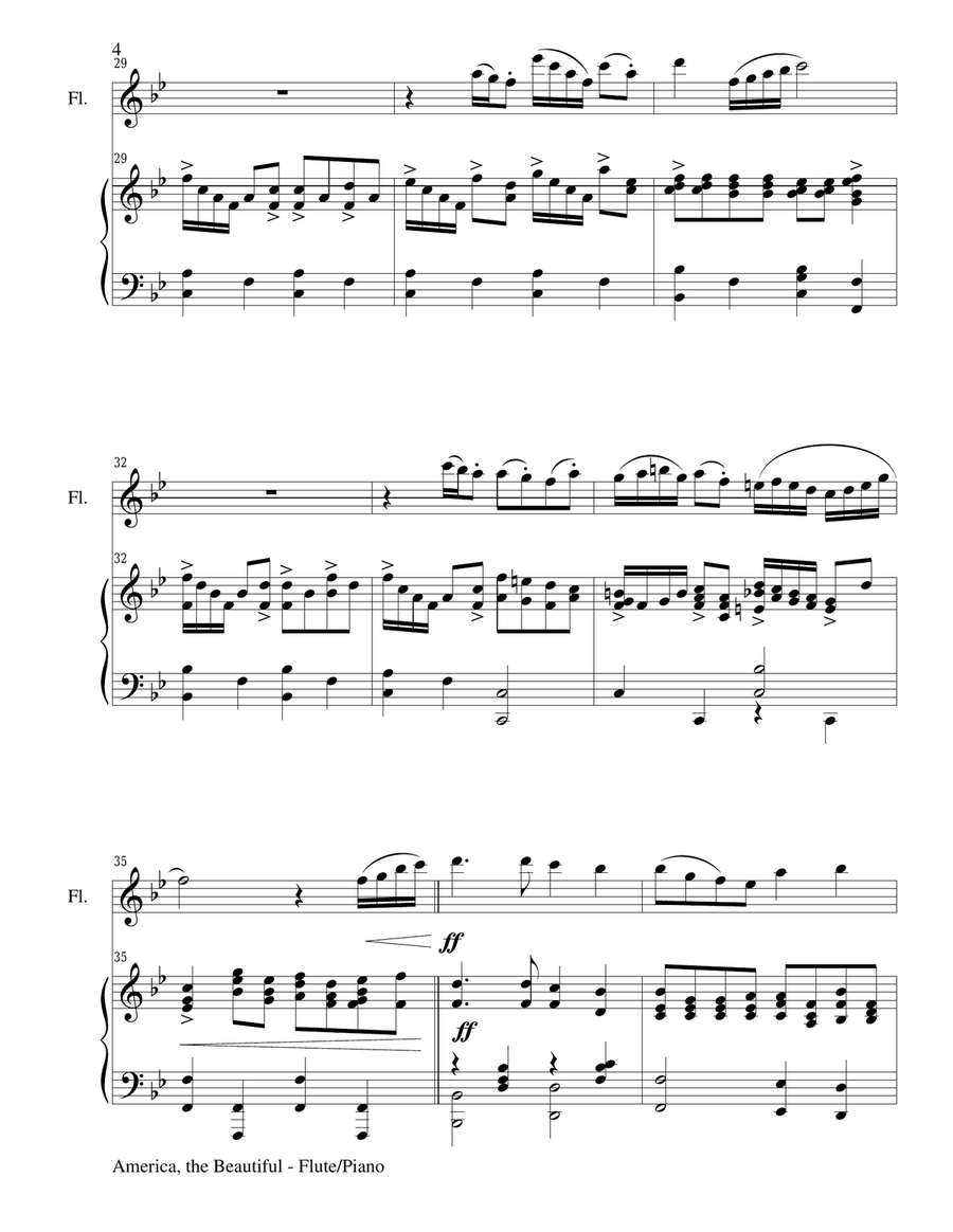CELEBRATE AMERICA (A suite of 3 great patriotic songs for Flute & Piano with Score/Parts) CELEBRATE AMERICA (A suite of 3 great patriotic songs for Flute & Piano with Score/Parts) Flute Solo scores gallery preview page 5