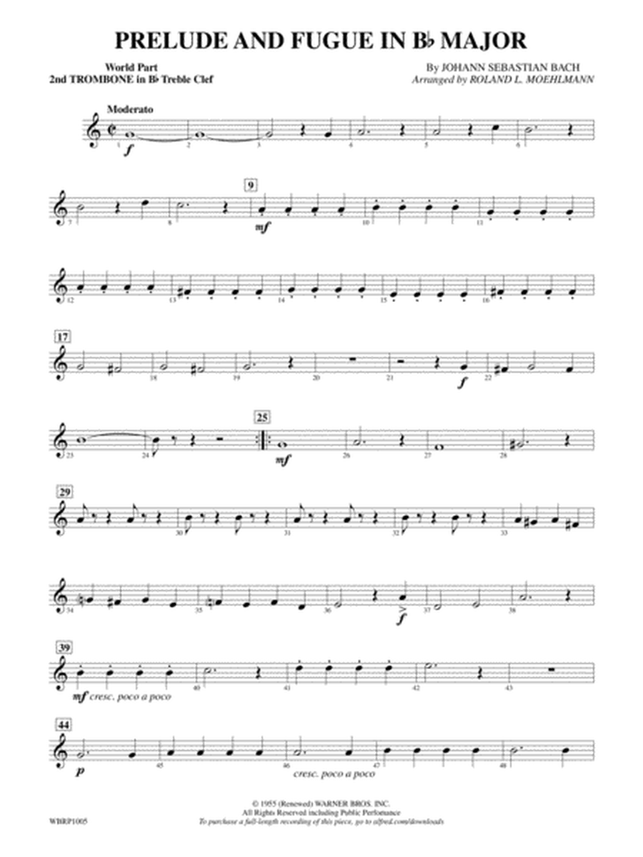 Prelude and Fugue in B-Flat Major: (wp) 2nd B-flat Trombone T.C.