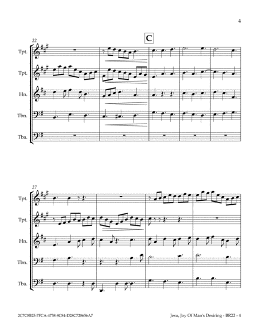 Jesu, Joy Of Man's Desiring Brass Ensemble scores gallery preview page 5