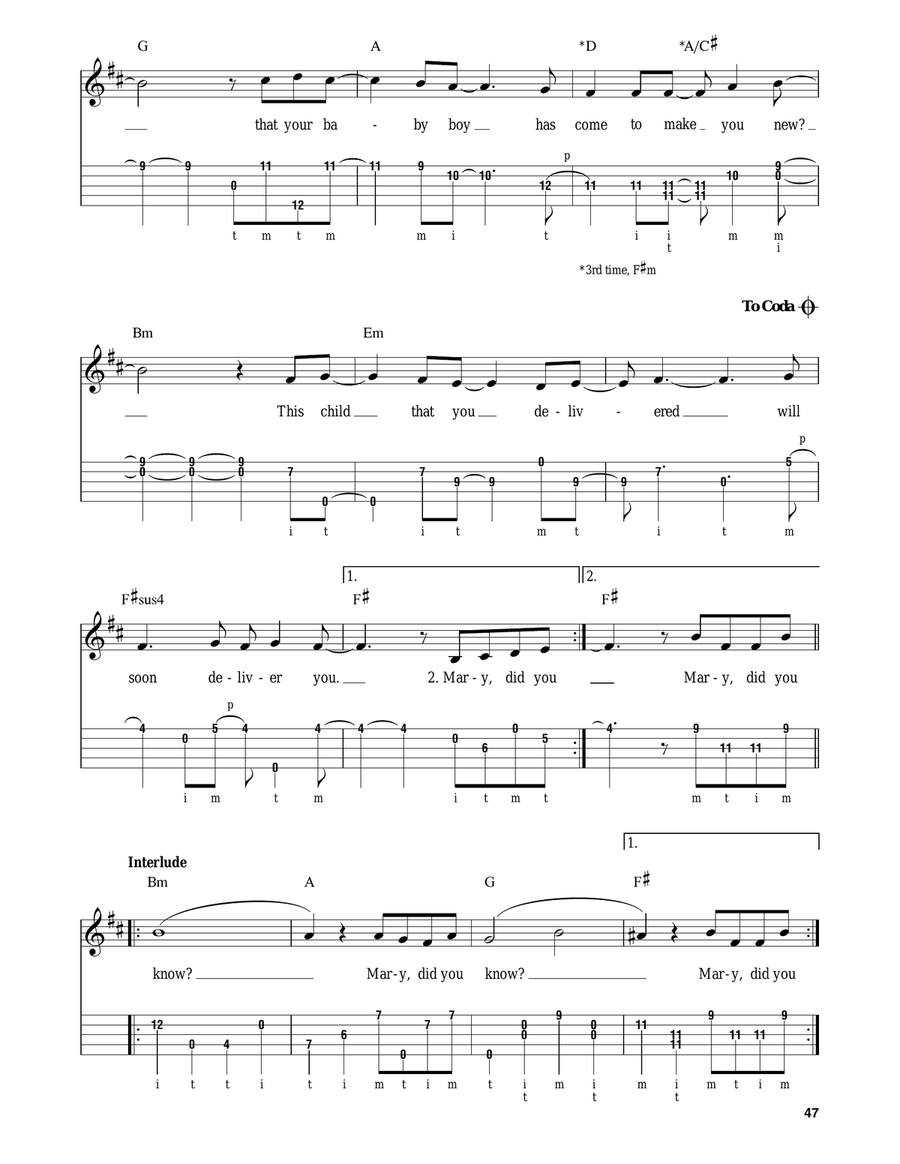 Mary, Did You Know? by Mark Lowry Banjo - Digital Sheet Music page 2