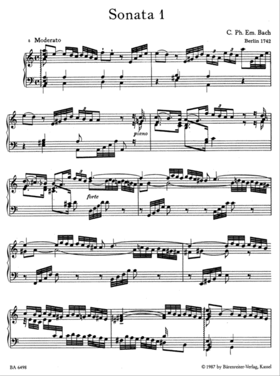 Die sechs Wurttembergischen Sonaten Wq 49 Piano Solo scores gallery preview page 2