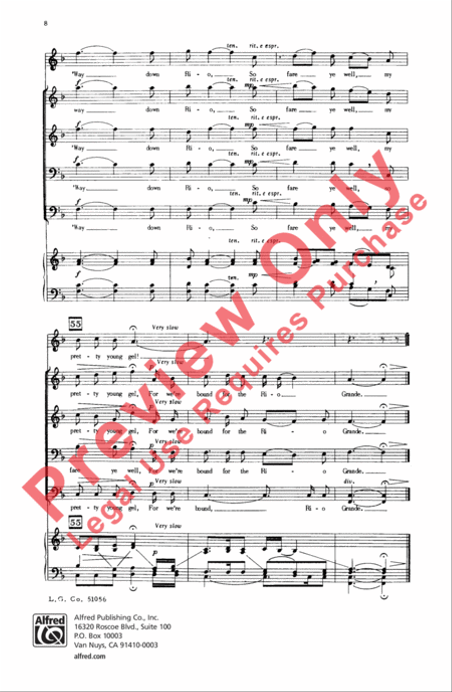 Bound for the Rio Grande Men's Choir scores gallery preview page 8