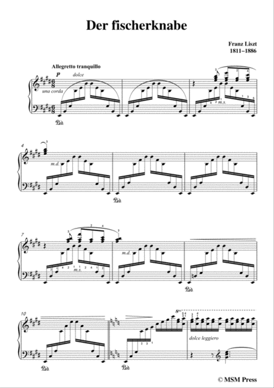 Liszt-Der fischerknabe in E Major,for Voice and Piano Voice Solo scores gallery preview page 3