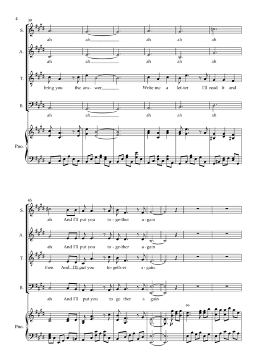 I'll Put You Together Again 4-Part scores gallery preview page 4