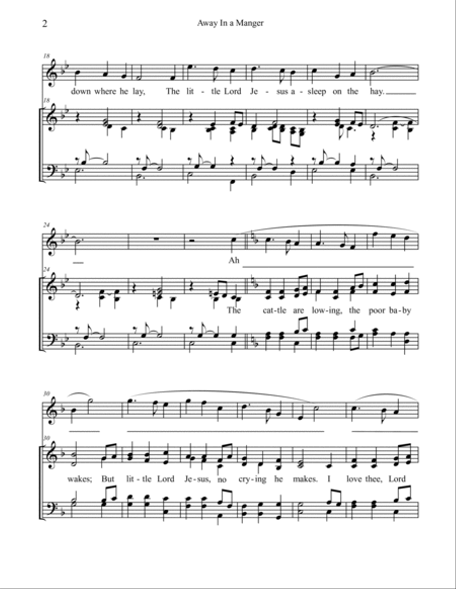 Away in a Manger 4-Part scores gallery preview page 3