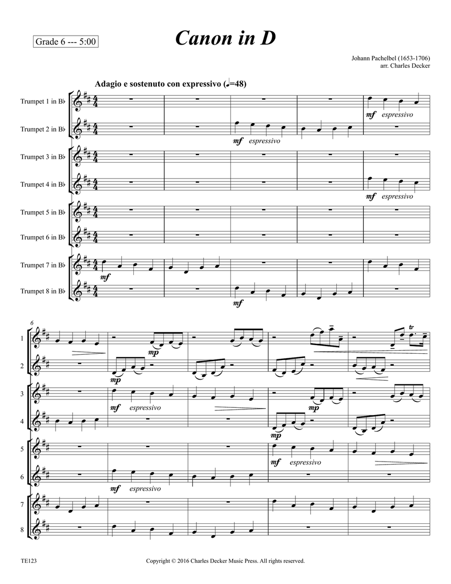 Canon in D for Trumpet Ensemble Chamber Music scores gallery preview page 2
