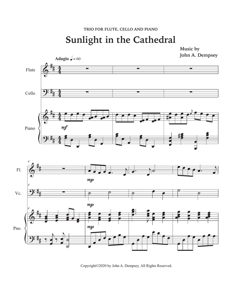 Sunlight in the Cathedral (Mountain Prelude): Trio for Flute, Cello and Piano Small Ensemble scores gallery preview page 5