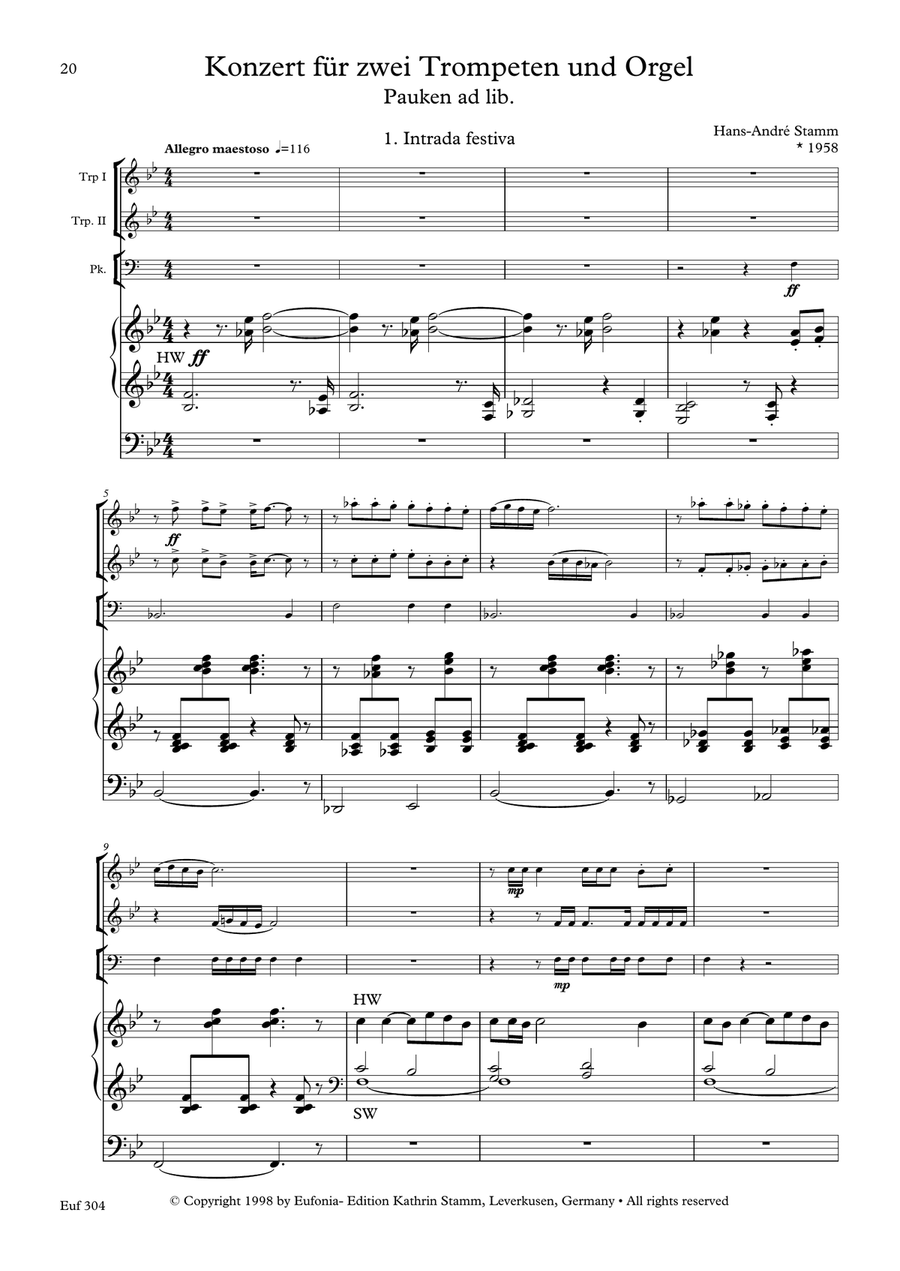 Works for 2 trumpets & organ, timpani ad lib. Trumpet Duet scores gallery preview page 4