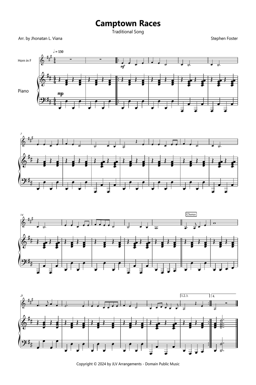 Camptown Races Piano scores gallery preview page 1