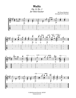 Waltz, Op. 9, No. 1 (for Solo Guitar)