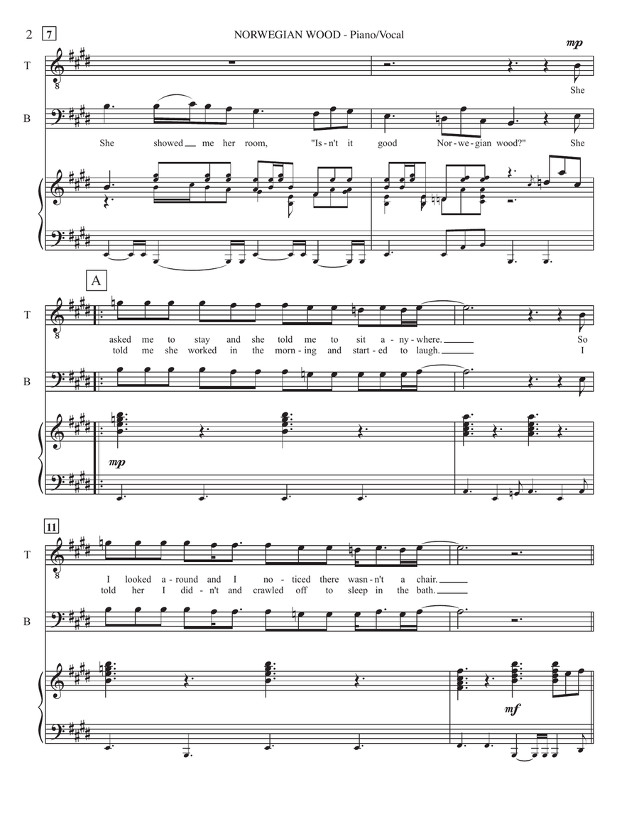 Norwegian Wood (this Bird Has Flown) TTBB scores gallery preview page 2