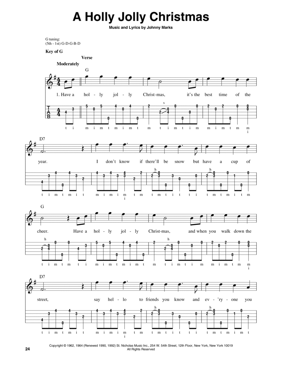 A Holly Jolly Christmas A Holly Jolly Christmas Banjo scores gallery preview page 1