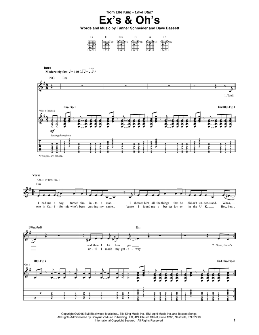 Ex's & Oh's Acoustic Guitar scores gallery preview page 1