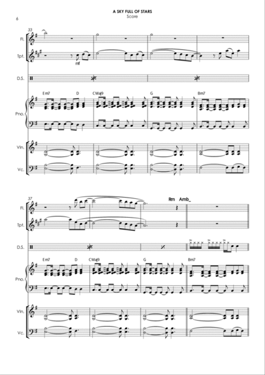 A Sky Full Of Stars Small Ensemble scores gallery preview page 6