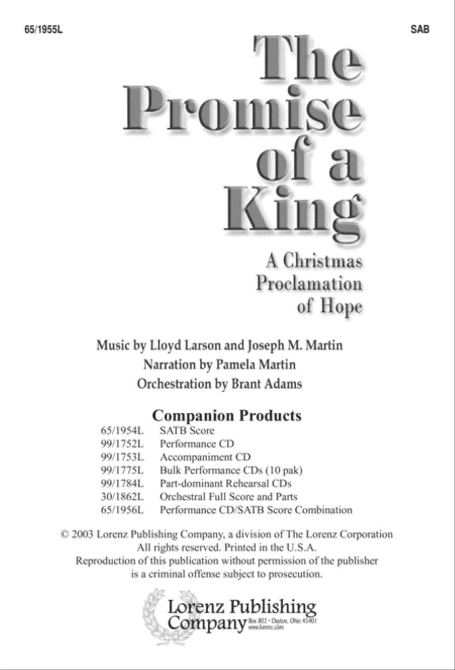 The Promise of a King 3-Part scores gallery preview page 1