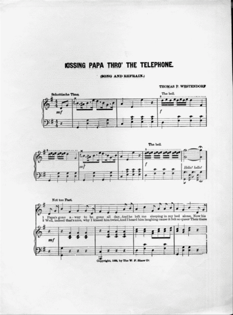 Kissing Papa Through the Telephone. Song and Refrain Voice scores gallery preview page 2
