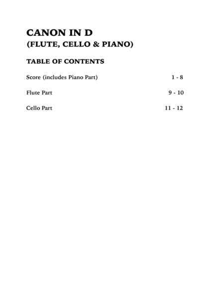 Canon in D (Trio for Flute, Cello and Piano) image number null