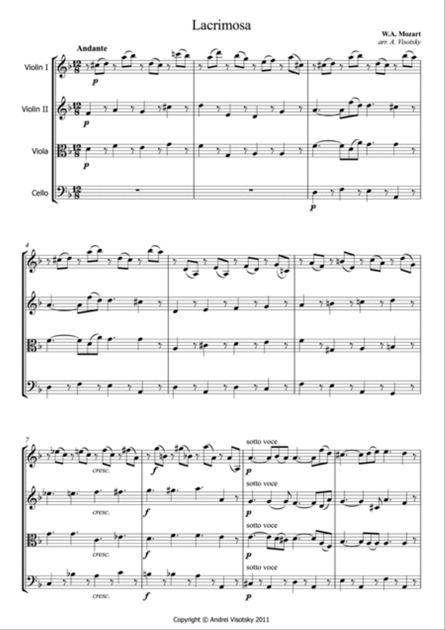Lacrimosa String Quartet scores gallery preview page 2