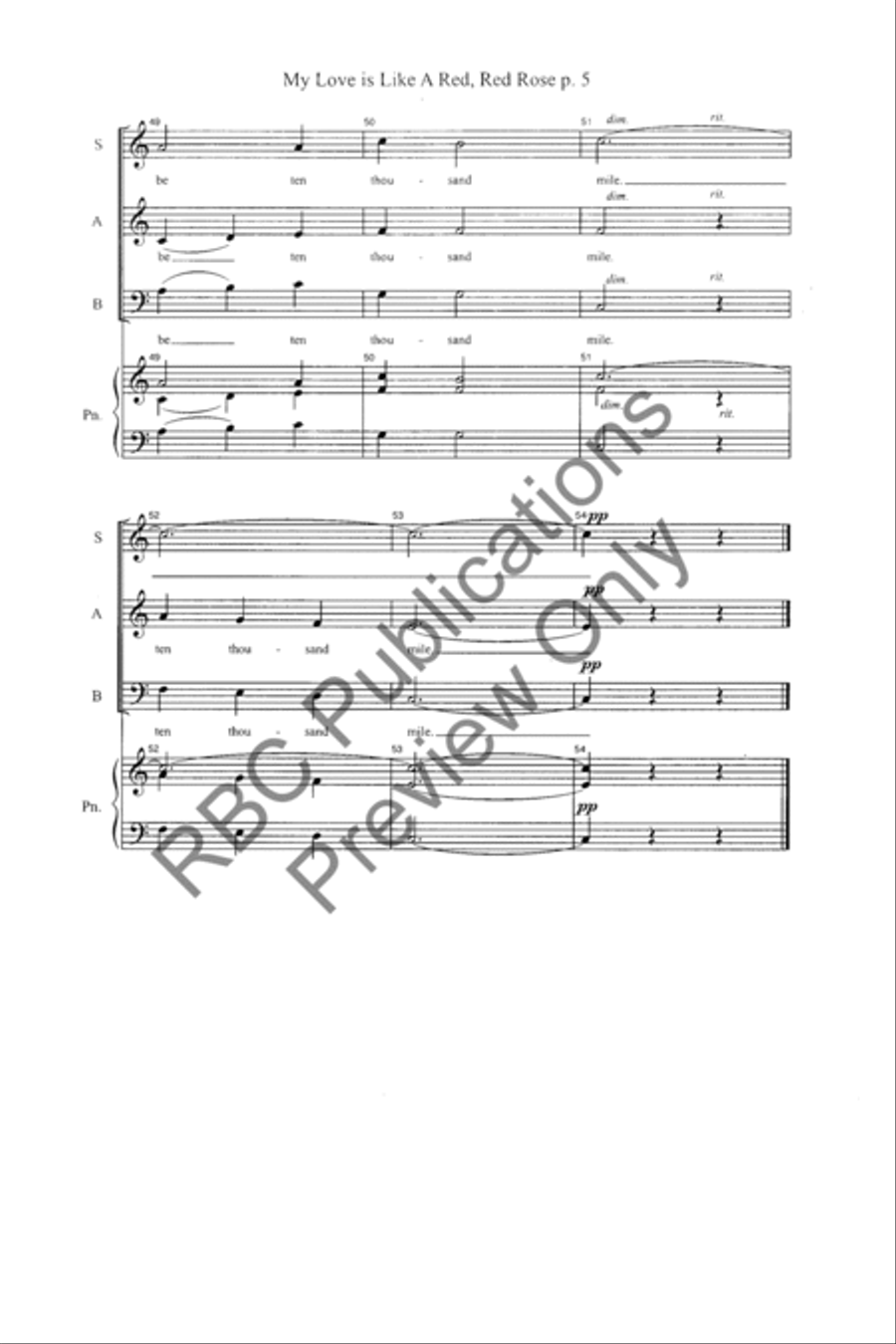 My Love Is Like A Red, Red Rose (SAB) 3-Part scores gallery preview page 7