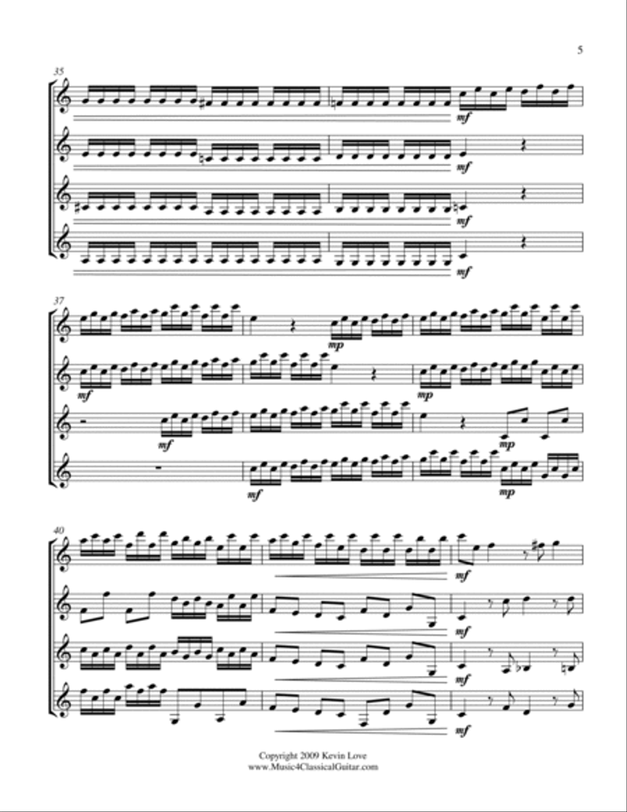 Quartet in C (Guitar Quartet) - Score and Parts Guitar Ensemble scores gallery preview page 5