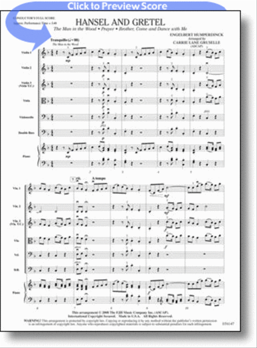 Hansel and Gretel Hansel and Gretel String Orchestra scores gallery preview page 1