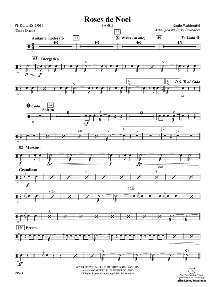Roses de Noel (Waltz): 1st Percussion