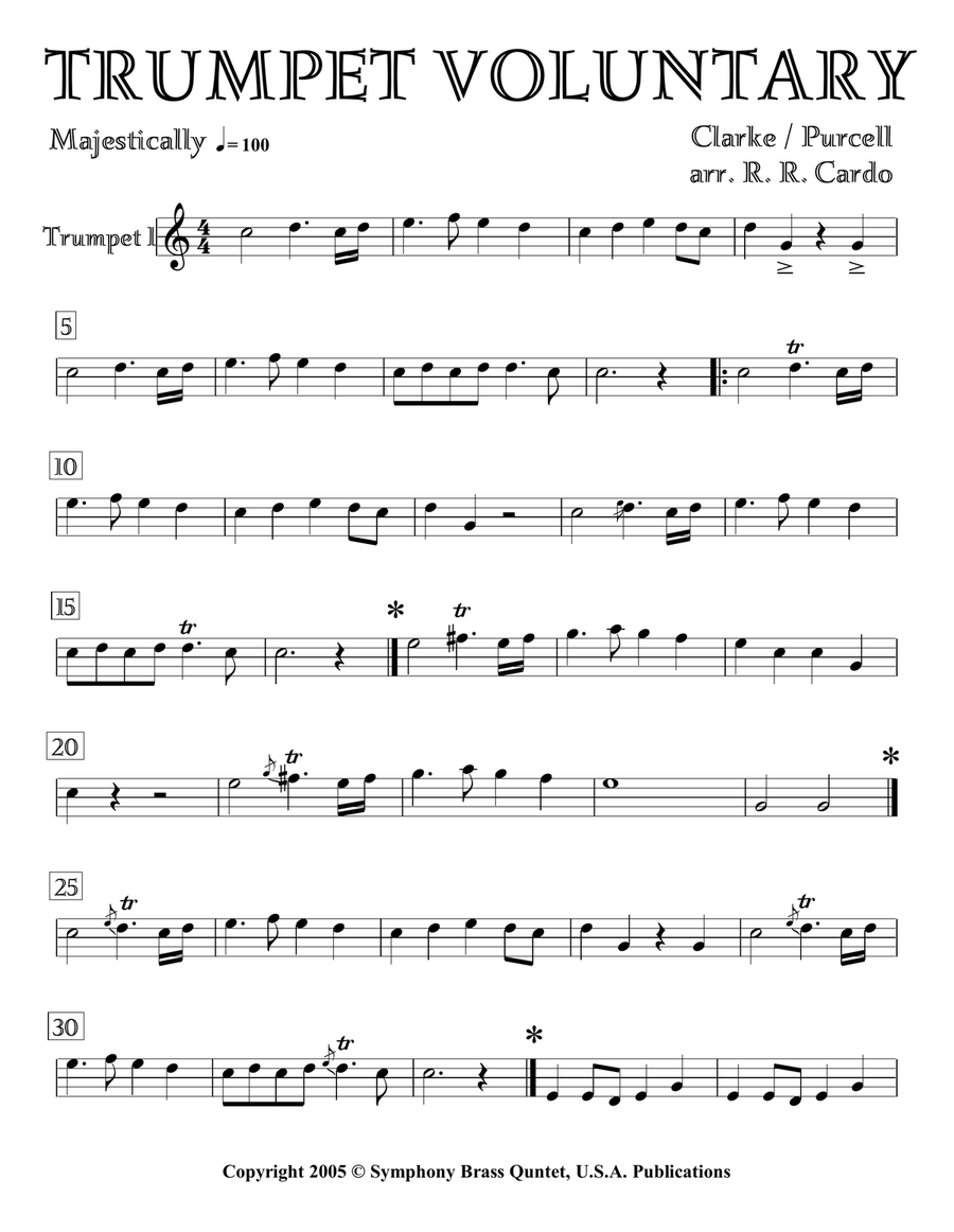 Wedding Collection: Professional Edition - 1. Trumpet Voluntary (Trumpet 1) Brass Ensemble scores gallery preview page 1