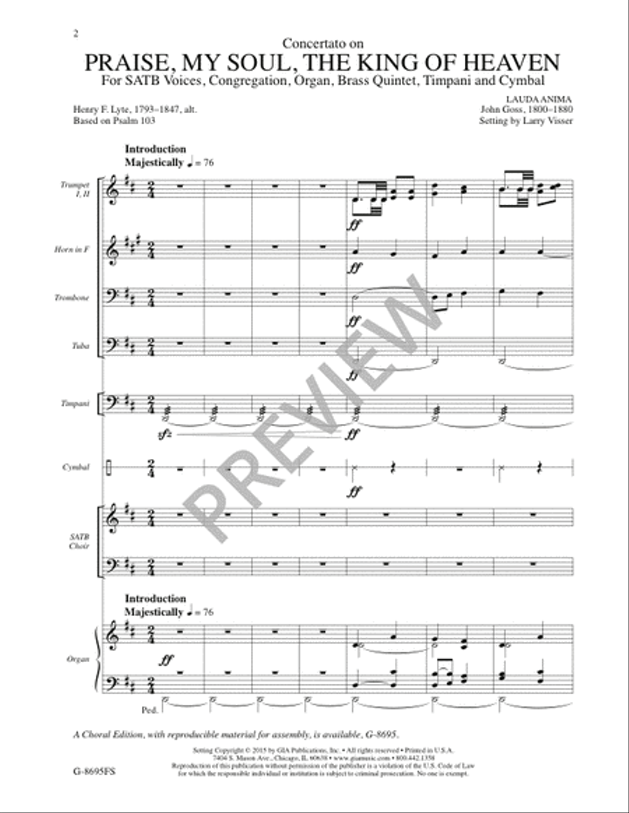 Praise, My Soul, the King of Heaven - Full Score and Parts 4-Part scores gallery preview page 3
