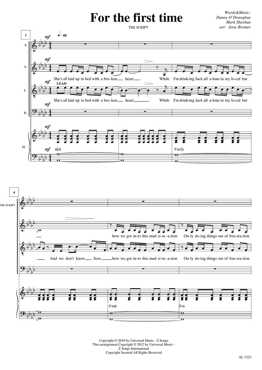 For The First Time 4-Part scores gallery preview page 1