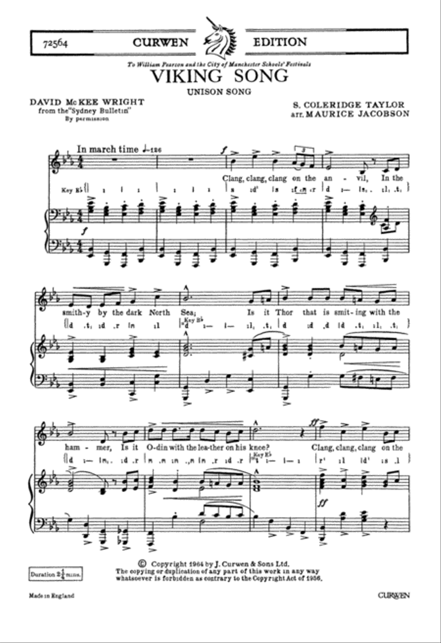 Viking Song Unison Choir scores gallery preview page 1