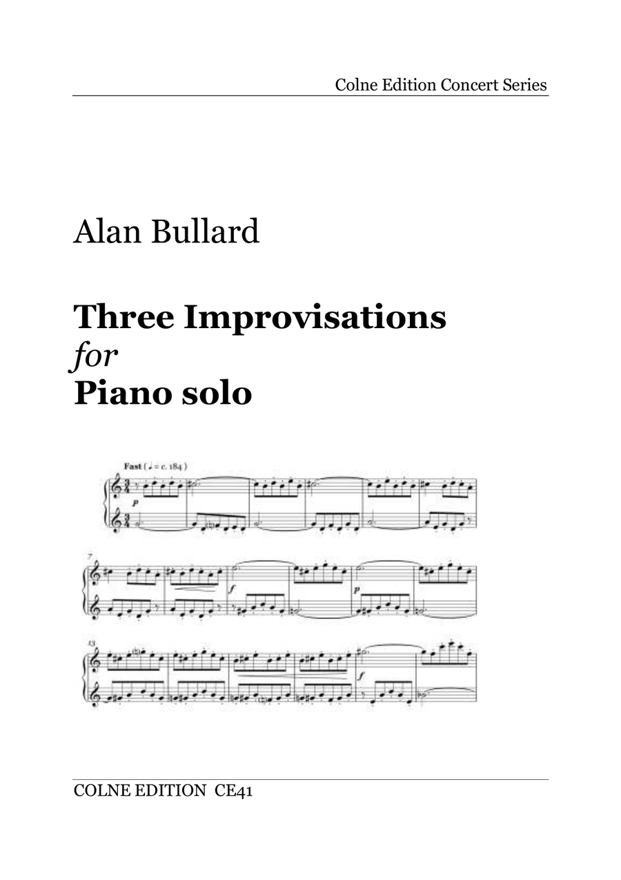 Three Improvisations (for piano solo) Piano Solo scores gallery preview page 1