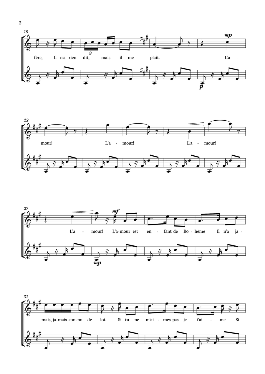 Habanera from Carmen for Guitar Duo. Acoustic Guitar scores gallery preview page 2