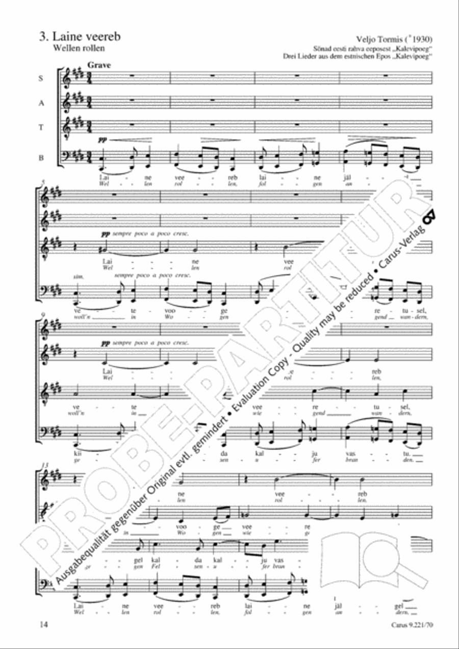 Veljo Tormis: Drei Lieder aus dem Epos (