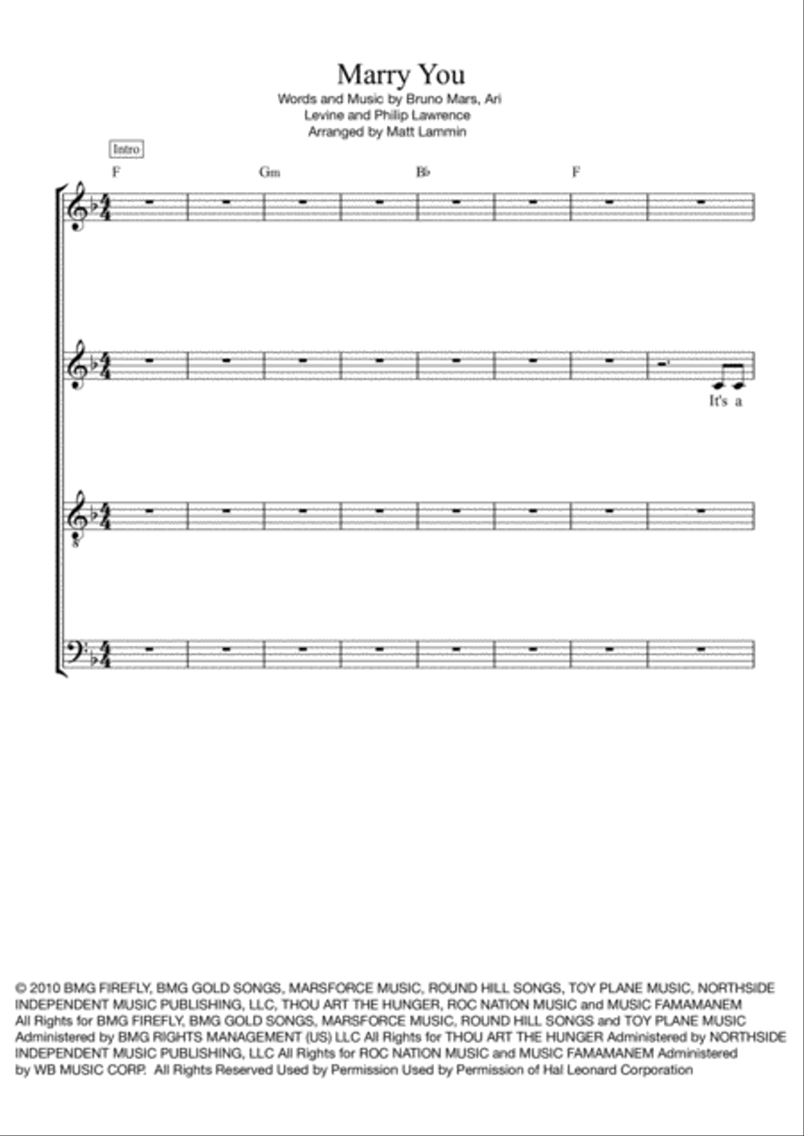 Marry You 4-Part scores gallery preview page 1